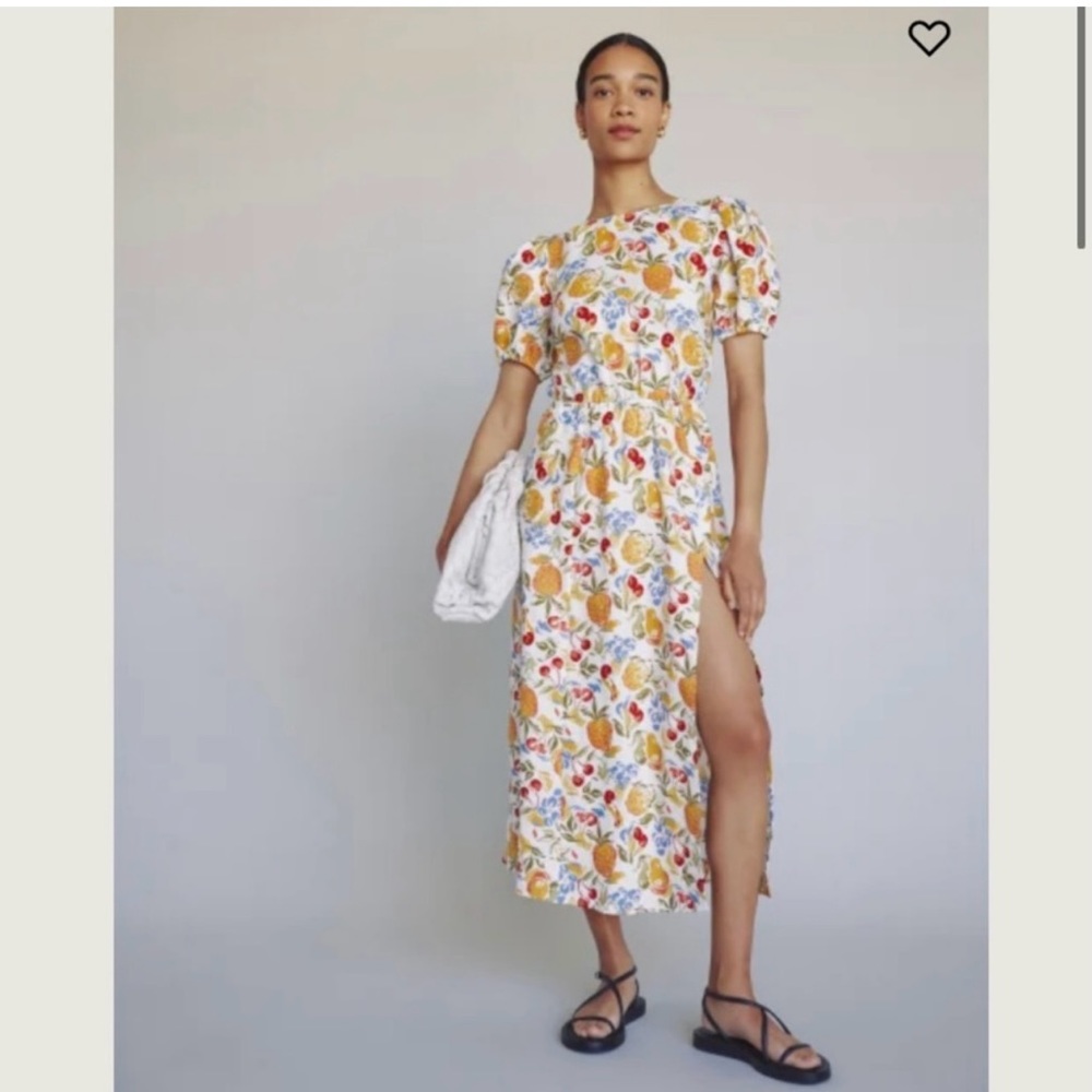 NWT Reformation Anneliese Linen Dress Size 8, Fruit Cocktail